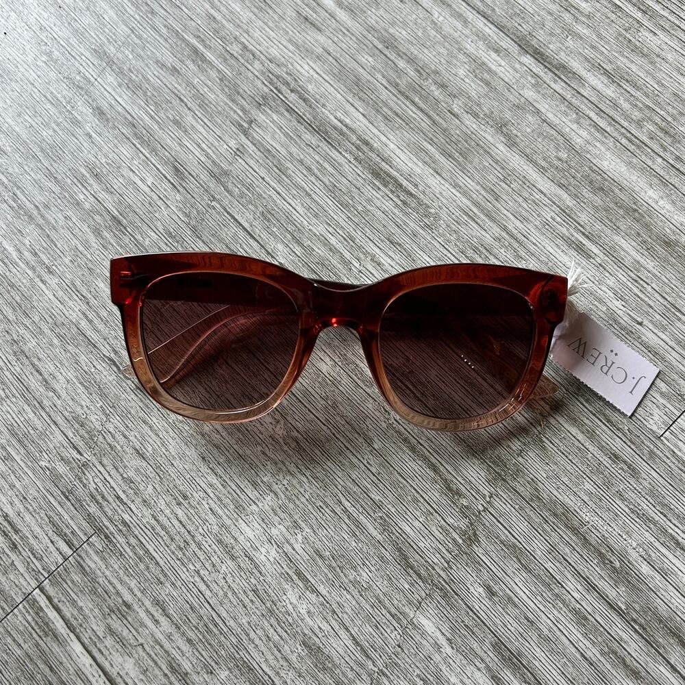 J. Crew Brown Clear Ombré Oversized Square Frame UV Protection Sunglasses NWT
